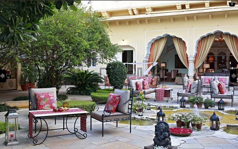 Samode Haveli Garden som ett av boenden under gyllene triangel-resan